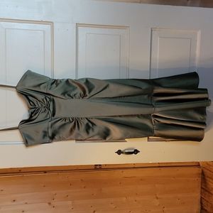 Xscape by Joana Chen Olive Green Satin Dress